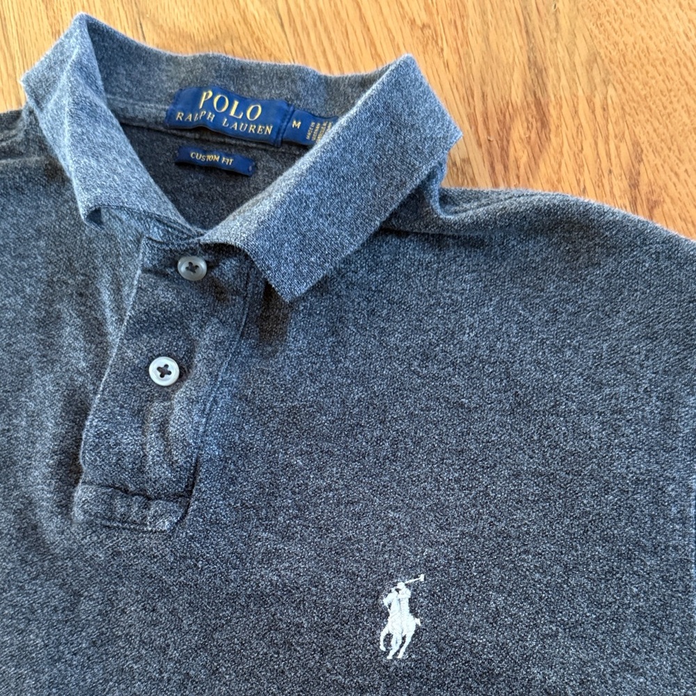 POLO Ralph Lauren Charcoal Polo Shirt, Size Medium Youth Pony Custom Fit